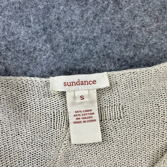 Sundance Sweater Womens Small Beige Linen Cotton Knit Button Front Cardigan - Picture 3 of 7